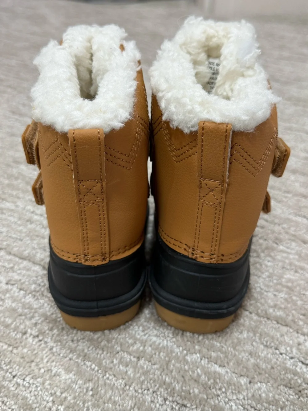 NWOT Cat & Jack Kids' Tan and Black Faux-Shearling Snow Boots